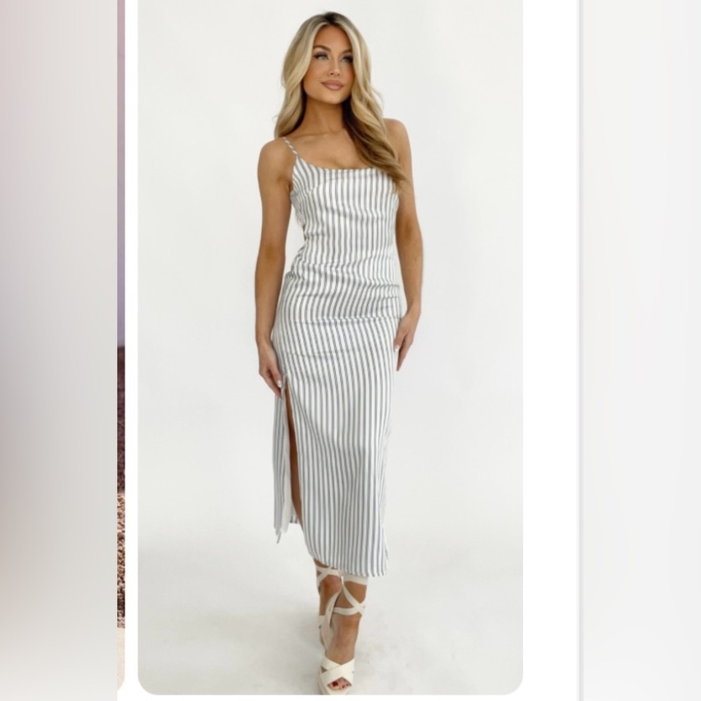 Lane 201 Striped White and Blue Dress